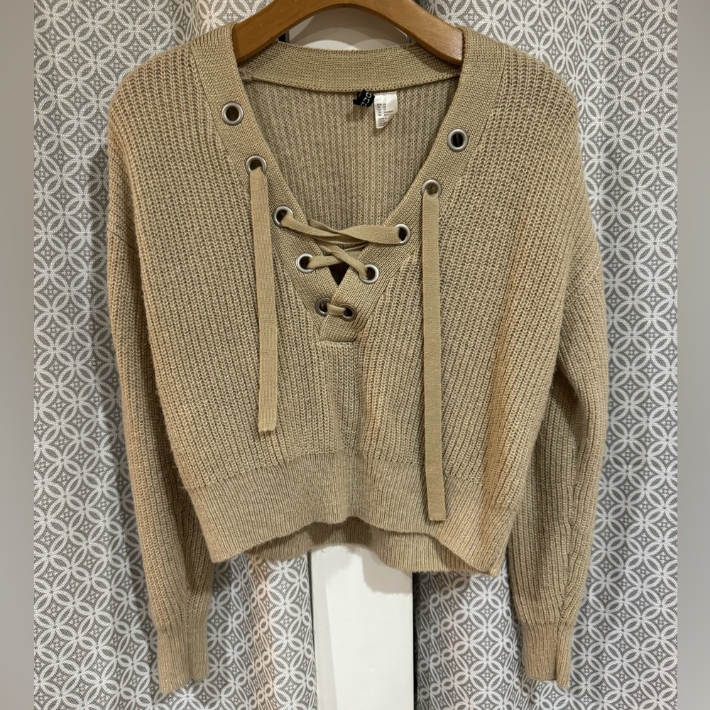 H&M lace up sweater